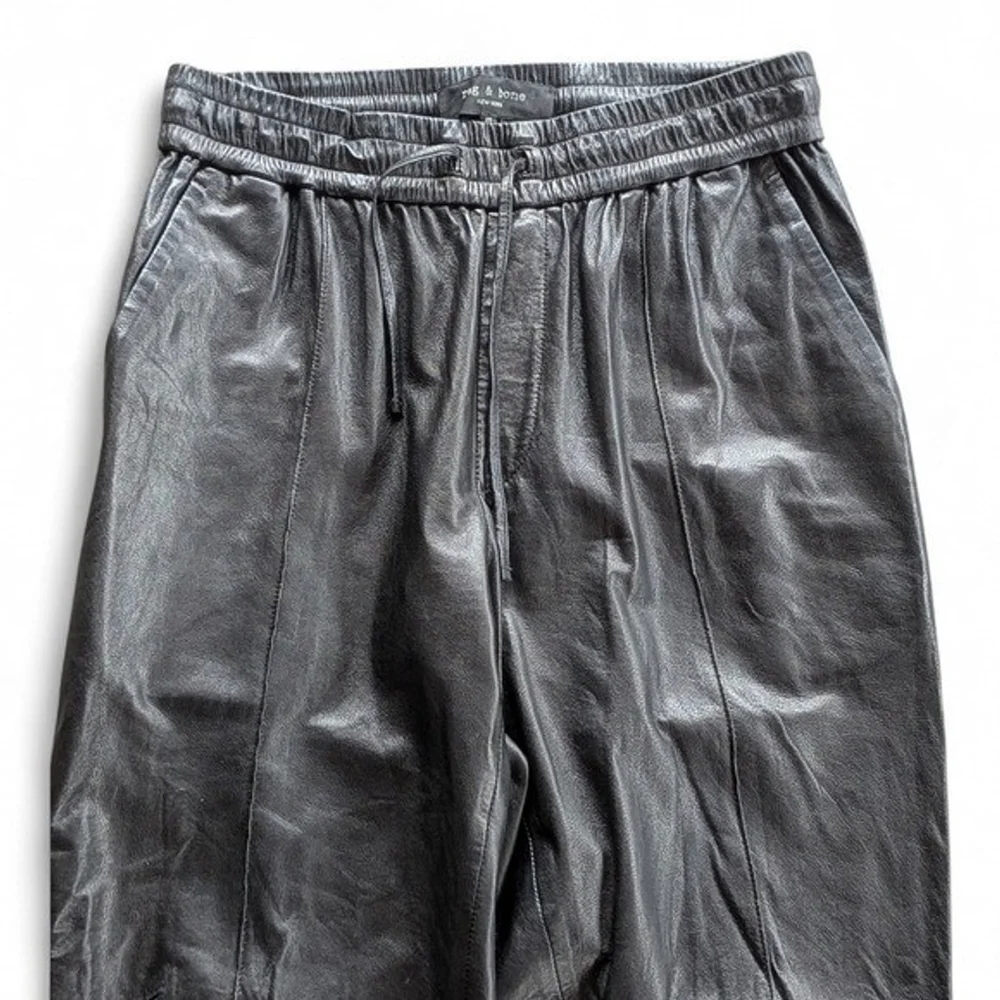 Rag & Bone Black Lambskin Leather Drawstring Pants Size XS